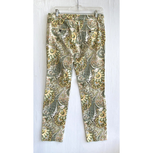ZARA Green Floral Print Crop Pants Slim Leg Stretch Size 4 - Picture 3 of 4